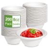 Grocyle 8 oz Small Compostable Paper Bowls, 200 Pack - Biodegradable White Bagasse Bowls for Condiments, Sauce, Ice Cream, Snack view 1