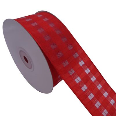 HZLXF1 38mm Wired Edge Red Grille Check Ribbon for Christmas Decorations Bows for Crafts Gift Wrapping (Color : 2252, Size : 25 Yards)
