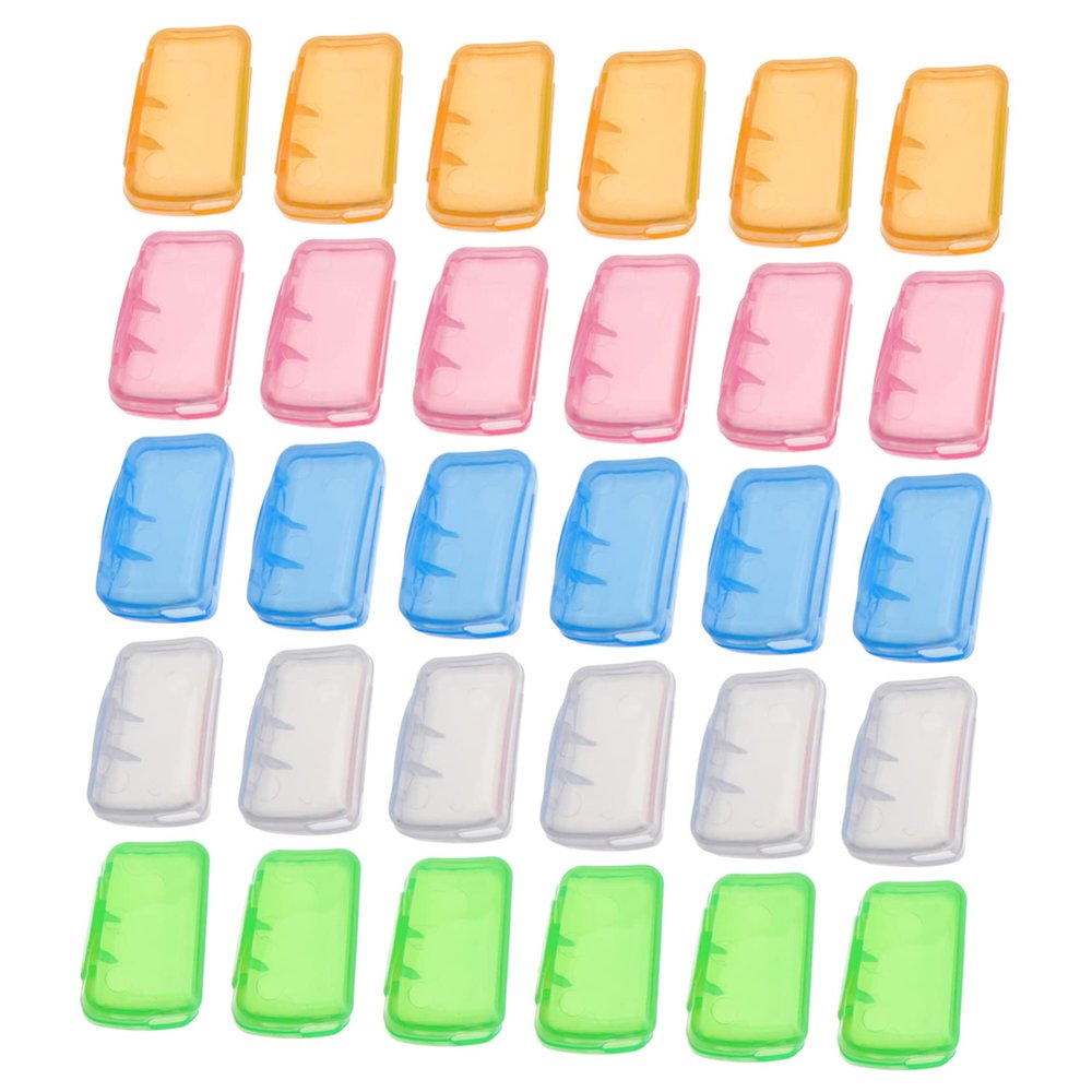 COLLBATH Toothbrush Caps Bulk Set 30pcs Plastic Toothbrush Holder Case for Family Home Office Random