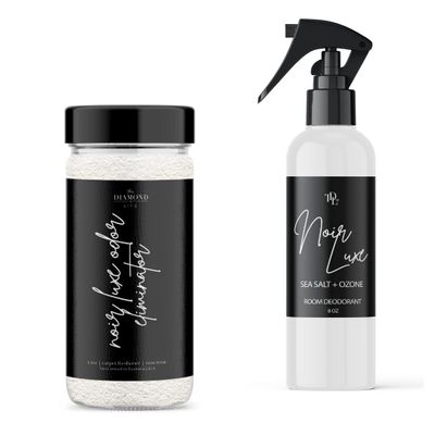 The Diamond Life Home "Noir Luxe" Sea Salt & Ozone, Carpet Powde For Vacuumingr, Mattress & Upholstery Freshener With Room Spray, Air/Fabric/Linen Odor Eliminator For Homes With Kids & Pets Bundle