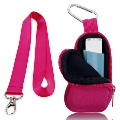 LeoTube Holder Neoprene Travel Case for Asthma Inhaler, Handy Mini Bag for Inhaler for Adults and Kids, Inhaler Not Included (Hot Pink)