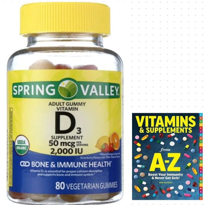 Spring Valley Vitamin D3 Gummy, 2000 IU, 80 Ct +Better Guide Vitamins Supplements
