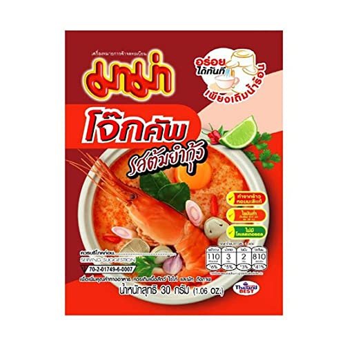 Mama, Jok Cup, Instant Rice Porridge, Shrimp Tom Yum Flavour, 30 gram [Pack of 6 pieces]
