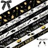 Hying 8 Rolls Grosgrain Ribbons for Wrapping Gifts, Congratulations DIY Party, 3/8" / 2" X 24 Yards Class of 2025 White Black Ribbon view 1