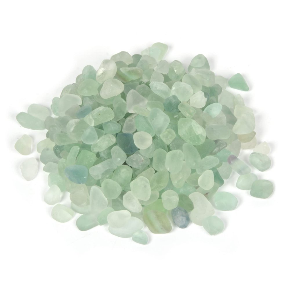 Justinstones Natural Frosted Green Fluorite Polished Chips Crushed Tumbled Stone Crystal Healing Embellishments 100 Grams
