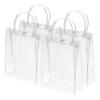 PATIKIL 50 Pack Clear PVC Gift Bags, 9" x 6.7" x 2.8" Reusable Mini Transparent Plastic Gift Wrap Tote Bag with Handles for Shopping Party Wedding view 1