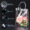 PATIKIL 50 Pack Clear PVC Gift Bags, 9" x 6.7" x 2.8" Reusable Mini Transparent Plastic Gift Wrap Tote Bag with Handles for Shopping Party Wedding view 3