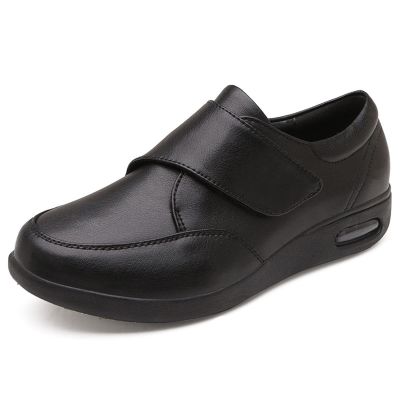 Unisex Walking Edema Sneakers,PU Comfortable Diabetic Shoes for Women Wide Width with Adjustable Closure,Indoor Breathable Diabetic Slippers for Men,Anti Slip Sole (Color : Black, Size : 10.5)