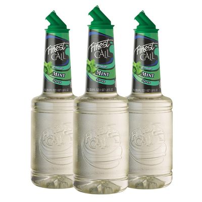 Finest Call Premium Mint Flavored Syrup Drink Mix, 1 Liter Bottle (33.8 Fl Oz), Pack of 3