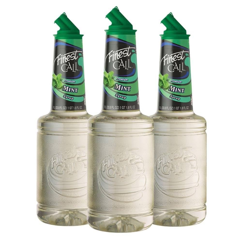 Finest Call Premium Mint Flavored Syrup Drink Mix, 1 Liter Bottle (33.8 Fl Oz), Pack of 3