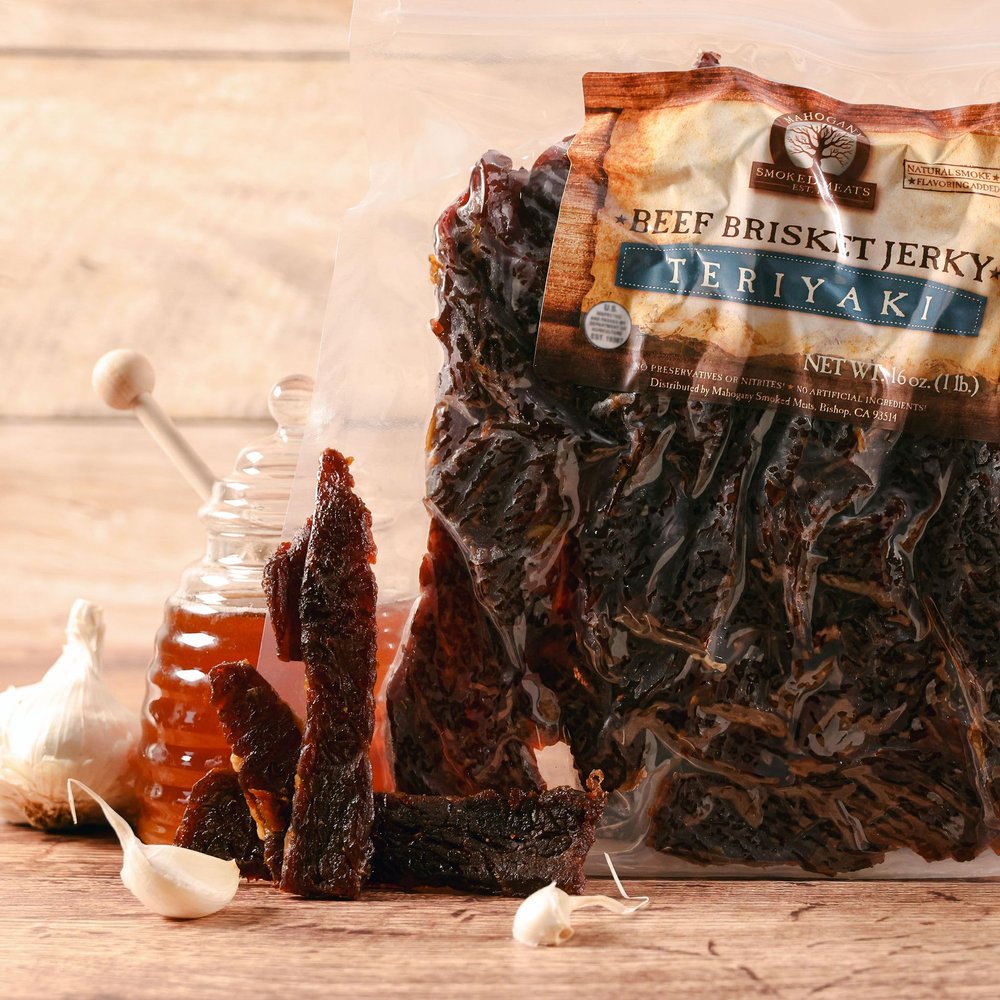 Mahogany Smoked Meats: Teriyaki Brisket Jerky - 16oz