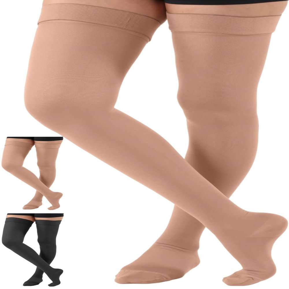 ABSOLUTE SUPPORT Thigh High Compression Socks Women and Men, 20-30mmHg, A203SW