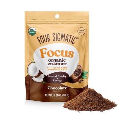 Four Sigmatic Focus Chocolate Coffee Creamer | Organic Non Dairy Coffee Creamer with Lions Mane and Vitamin B12 | Chocolate, 4.23 oz