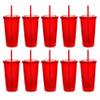 DISCOUNT PROMOS Double Wall Acrylic Tumblers 20 oz. Set of 10, Bulk Pack - BPA Free, Perfect for Iced Coffee, Soda, Other Hot & Cold Beverages - Red view 1