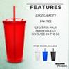 DISCOUNT PROMOS Double Wall Acrylic Tumblers 20 oz. Set of 10, Bulk Pack - BPA Free, Perfect for Iced Coffee, Soda, Other Hot & Cold Beverages - Red view 2