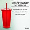 DISCOUNT PROMOS Double Wall Acrylic Tumblers 20 oz. Set of 10, Bulk Pack - BPA Free, Perfect for Iced Coffee, Soda, Other Hot & Cold Beverages - Red view 3