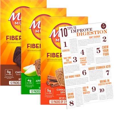 99 Cell LLC Fiber Thins Digestive Health Support Psyllium Fiber Bars Variety with Bleam Digestive Health Tip Card - Apple Crisp - Cinnamon Spice - Chocolate - Variety Pack of 3