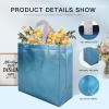CHENGBAI TOTE Blue Reusable Gift Bags with Handles 15 Pcs, Metallic Bling Shimmer Design Gift Wrap in Bulk for Birthday, Weddings, Holiday view 2