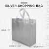 CHENGBAI TOTE Silver Reusable Gift Bags 15 Pcs, 12.2x4.72x11 in Glossy Gift Bag Bulk, Metallic Shimmer Design Gift Wrap Bags for Birthday, Weddings, Mother's Day, Christmas view 4