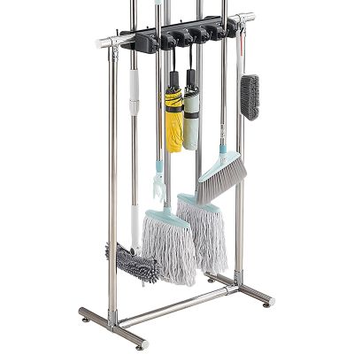 Broom Holder,mop Holder Put Wet Mops,cleaning Supplies Organizer,broom Organizer,garden Tool Organizer,Floor Standing Cleaning Tool Rack Stainless,for Schools,Hospitals,Factories,Hotels ( Size : 20slo