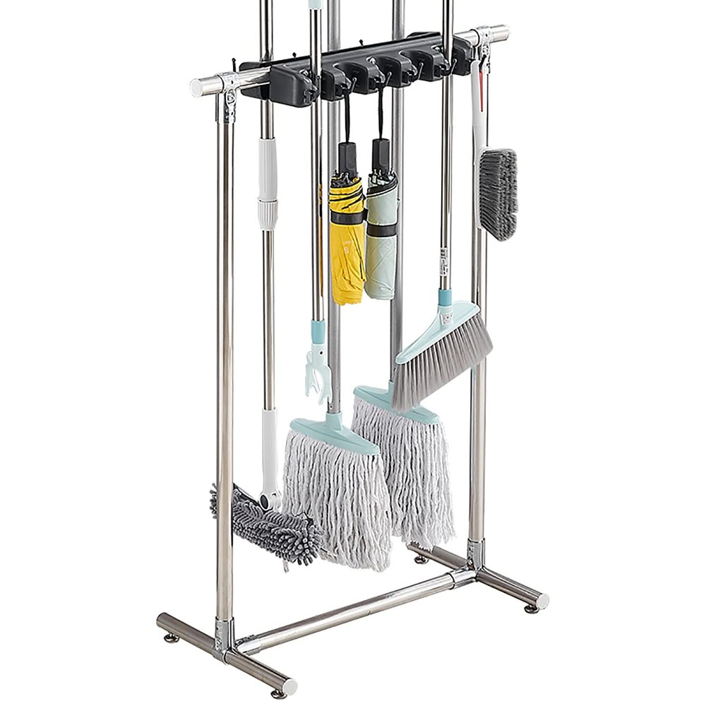 Broom Holder,mop Holder Put Wet Mops,cleaning Supplies Organizer,broom Organizer,garden Tool Organizer,Floor Standing Cleaning Tool Rack Stainless,for Schools,Hospitals,Factories,Hotels ( Size : 20slo