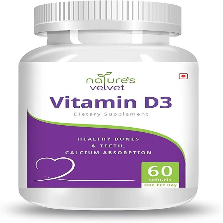 BETT Natures Velvet Lifecare Vitamin D-3 for Bone and Teeth Health, 60 Softgels - Pack of 1