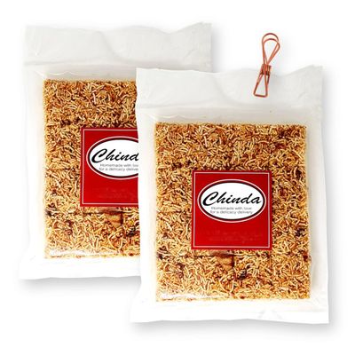 Thai Mee Krob Crispy Rice Noodles Snack by Chinda 4.2 Oz.X 2 Packs with Bonus Vintage Style Metallic Bag Clip (3-Piece Set)