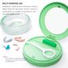 Uouovo Denture case Retainer Case, Leak Proof Denture Cup, Denture Bath Case, Retainer Cleaning Box for Traveling, Partial Denture Case with Strainer & Mirror (Green) view 2
