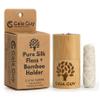 Gaia Guy Natural Unflavored Silk Dental Floss with Floss Refill & Reusable Bamboo Holder | 2 x 33yds Compostable Pure Silk Waxed with Candelilla Wax | Plastic-Free Packaging view 1