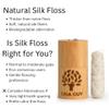 Gaia Guy Natural Unflavored Silk Dental Floss with Floss Refill & Reusable Bamboo Holder | 2 x 33yds Compostable Pure Silk Waxed with Candelilla Wax | Plastic-Free Packaging view 4