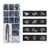 Glasses Screws Repair Kit,Eyeglass Sunglasses Screws Set Screw Nuts Nose Pads Complete Glasses Screws with Screwdriver Tweezer(Silver Screw Nuts) view 1