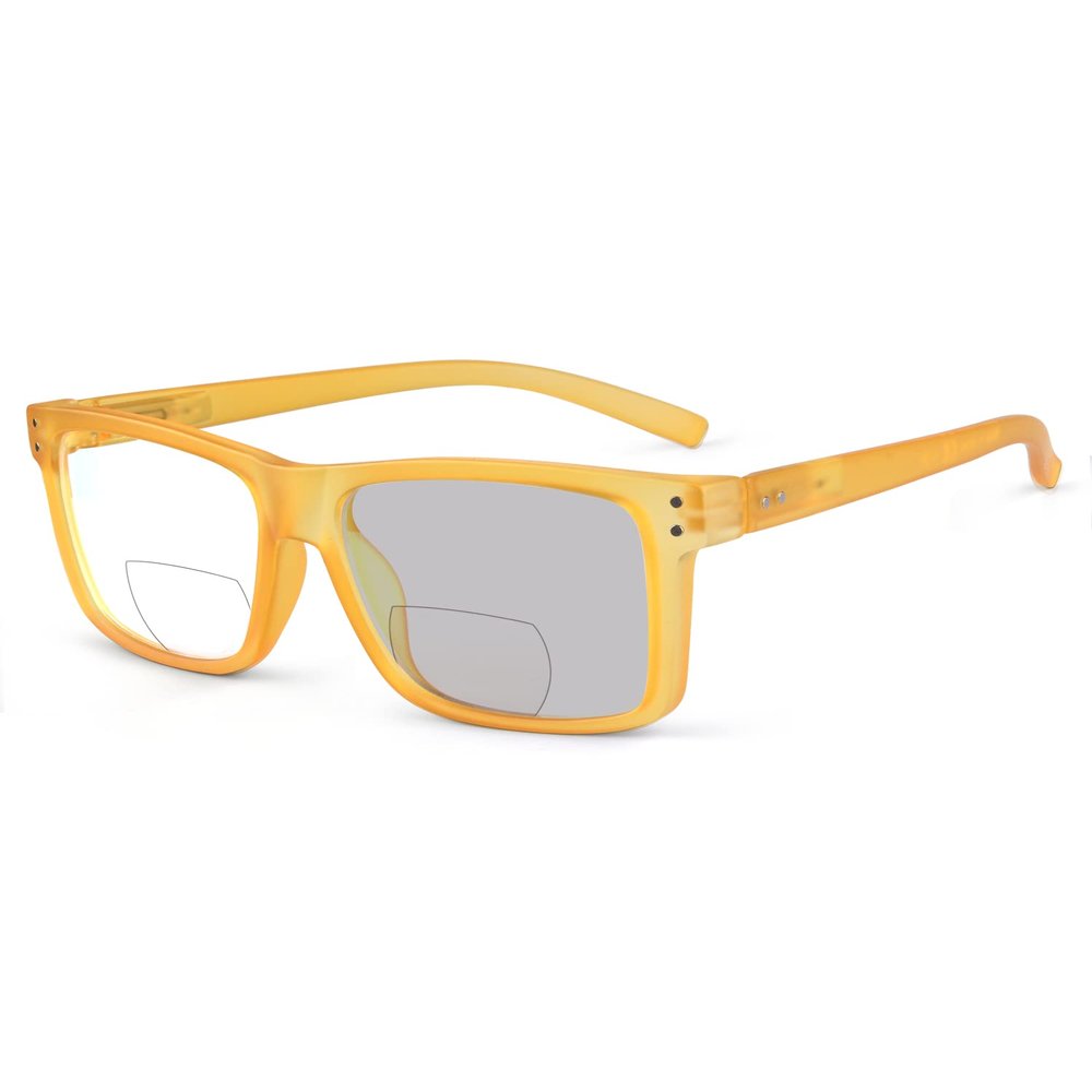 Eyekepper Transition Photochromic Bifocal Reading Glasses Oversized Large Frame Yellow