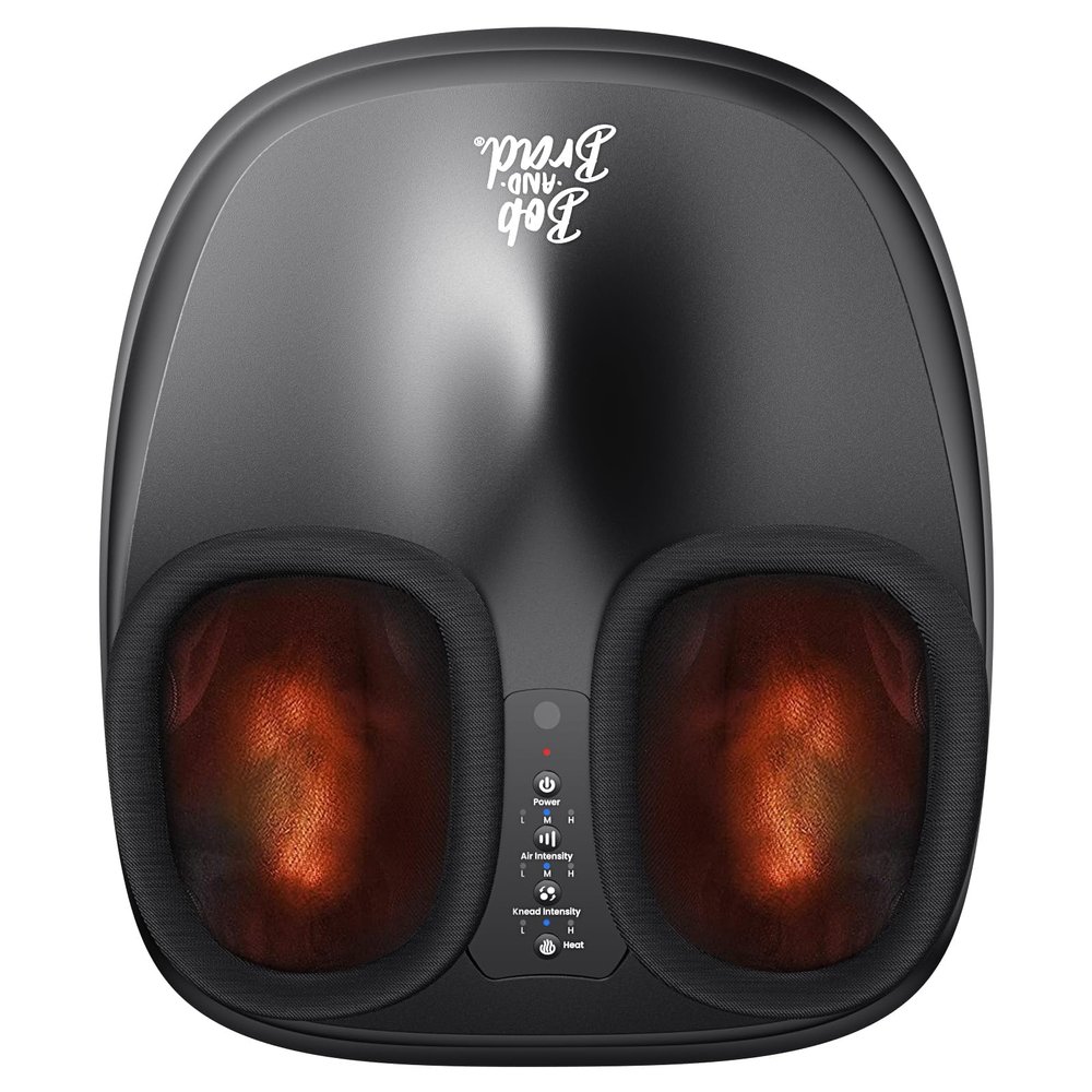 BOB AND BRAD Foot Massager with Heat, Shiatsu Deep Kneading & Air Compression for Plantar Fasciitis, FSA Eletric Feet Massager Machine, Fits US Size 12, HSA Eligible