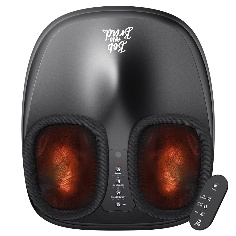 BOB AND BRAD Foot Massager with Heat and Remote,FSA Eligible HSA Eligible, Shiatsu Deep Kneading Electric Feet Massager Machine for Plantar Fasciitis, Men Size 12