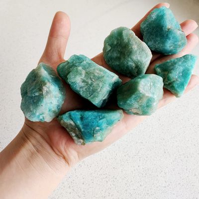1 lb Rough Crystals Bulk Raw Amazonite Healing Stones for Tumbling, Wire Wrapping, Wicca Reiki,Meditation