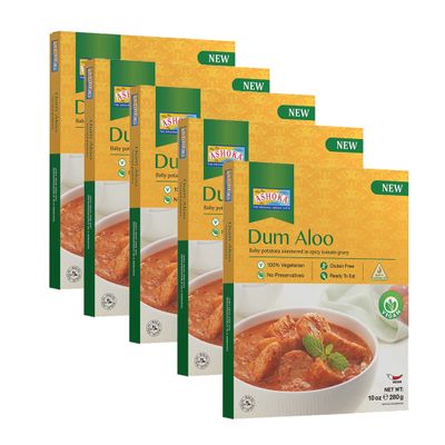 Ashoka Real Indian Meals 1932, Vegan Potato Curry, Ready to Eat Dum Aloo, All-Natural Instant Meals, Healthy Work Lunch, Kosher Certified, Gluten-Free, and with No Preservatives, Pack of 10