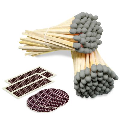 4" Gray Matches (100 Count, with Striking Stickers Included) | Decorative Unique & Fun for Your Home, Gifts, Accessories & Events | Premium Long Wood Safety Matches by Thankful Greetings