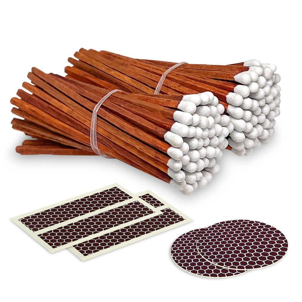 4" Carrot Cake Matches (100 Count, with Striking Stickers Included) | Decorative Unique & Fun for Your Home, Gifts, Accessories & Events | Premium Long Wood Safety Matches by Thankful Greetings