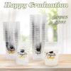 Whaline 2025 Graduation Cups Plastic 12oz Congrats Grad Disposable Cups Party Cups Black Gold Graduation Cup Clear Plastic Glasses for Coffee Juice Hot Cold Drinks Class of 2025 Party Supplies,50Pcs view 3