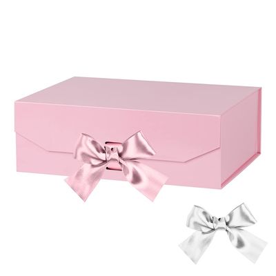 GoooodGift Pink Gift Box 10x7.3x3.5 Inches, Decorative Box with Ribbon, Empty Gift Box with Lid Magnetic Closure, Groomsman Box, Rectangle Collapsible Gift Boxes for Shirt (Pink)