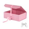 GoooodGift Pink Gift Box 10x7.3x3.5 Inches, Decorative Box with Ribbon, Empty Gift Box with Lid Magnetic Closure, Groomsman Box, Rectangle Collapsible Gift Boxes for Shirt (Pink) view 2