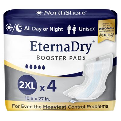 NorthShore EternaDry Booster Pads for Men and Women, 2X-Large, Starter Pack/4