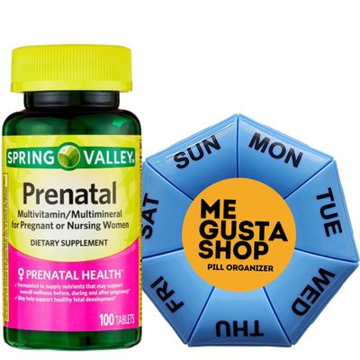 Spring Valley Prenatal Multimineral Health Support Tablets Dietary Supplement, 100 Count Includes Pill Organizer
