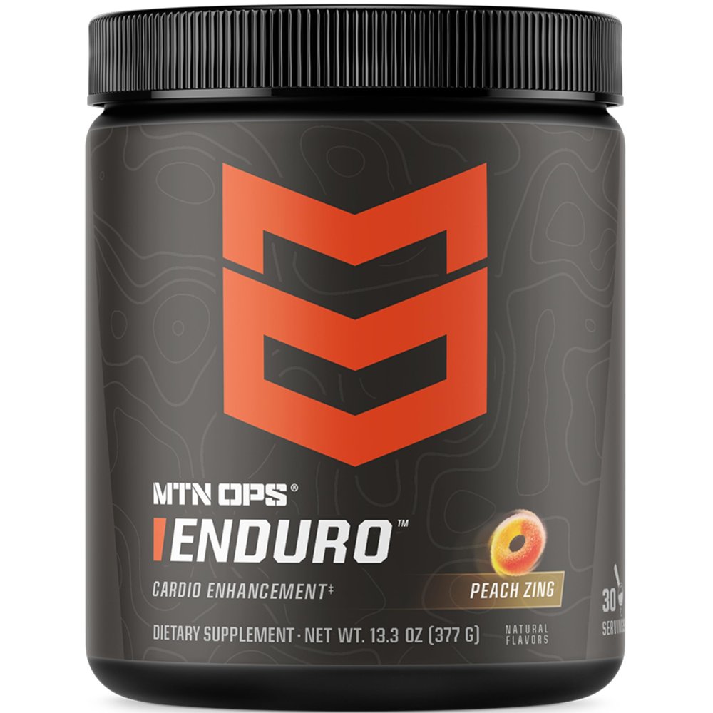 MTN OPS Enduro Nitric Oxide Stim Free Pre Workout | Magnesium Citrate, L Arginine & L Citrulline Caffeine Free Preworkout | 30 Serving Peach Zing