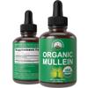 USDA Organic Mullein Leaf Drops For Lungs, Respiratory Health, Detox, Cleanse. High Bioavailability For Women, Men, Kids. Liquid Tincture Supplement. Sooth Lungs, Cough, Congestion. Vegan, Zero Sugar view 1