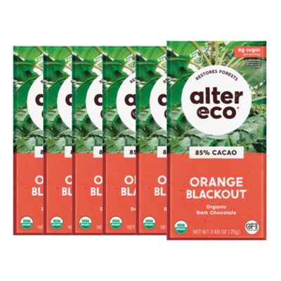 Alter Eco | Dark Chocolate Bars | Pure Dark Cocoa, Fair Trade, Organic, Non-GMO, Gluten Free (6-Pack Orange Blackout)
