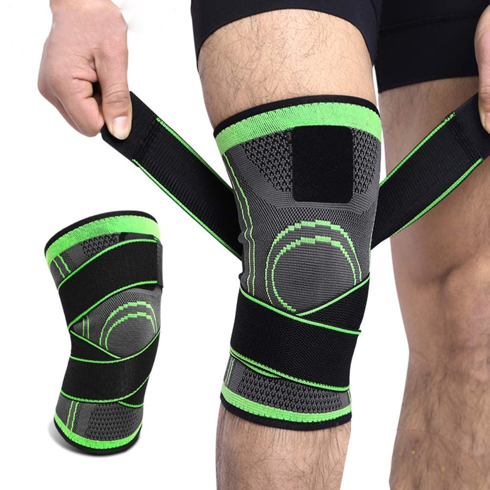 1Pair Knee Brace ,Compression Support Knee Sleeve with Adjustable Strap Knee Pad for Pain Relief, Meniscus Tear, Arthritis, ACL, MCL,Suit for Running, Cycling, Tennis, Golf,Basketball (green, L)