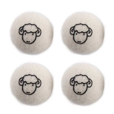 2/4/6pcs Reusable Wool Dryer Balls,Cute Pattern Laundry Washing Fleece Dry Kit Ball for Washing Machine Accessories(4 pcs-with Pattern)