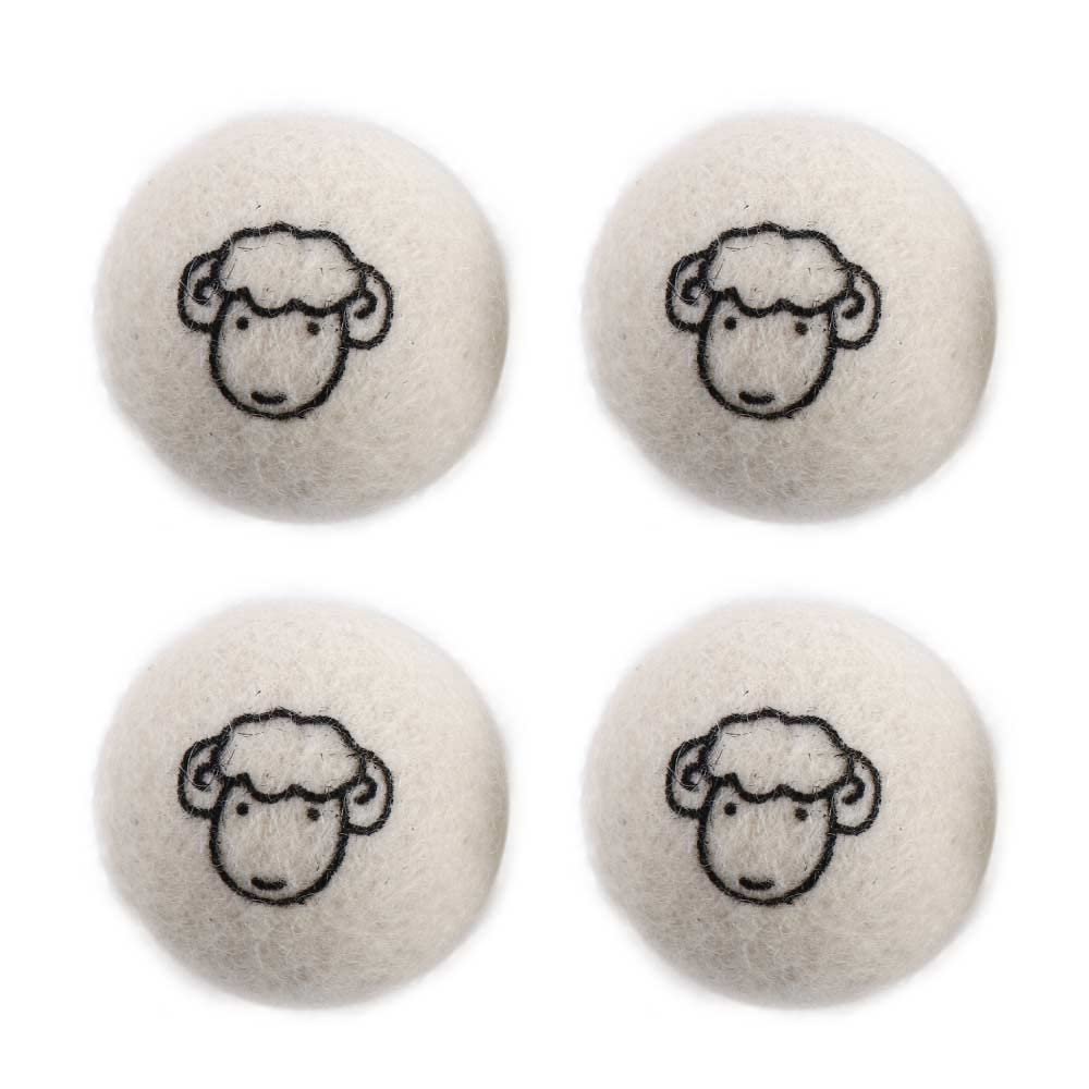 2/4/6pcs Reusable Wool Dryer Balls,Cute Pattern Laundry Washing Fleece Dry Kit Ball for Washing Machine Accessories(4 pcs-with Pattern)