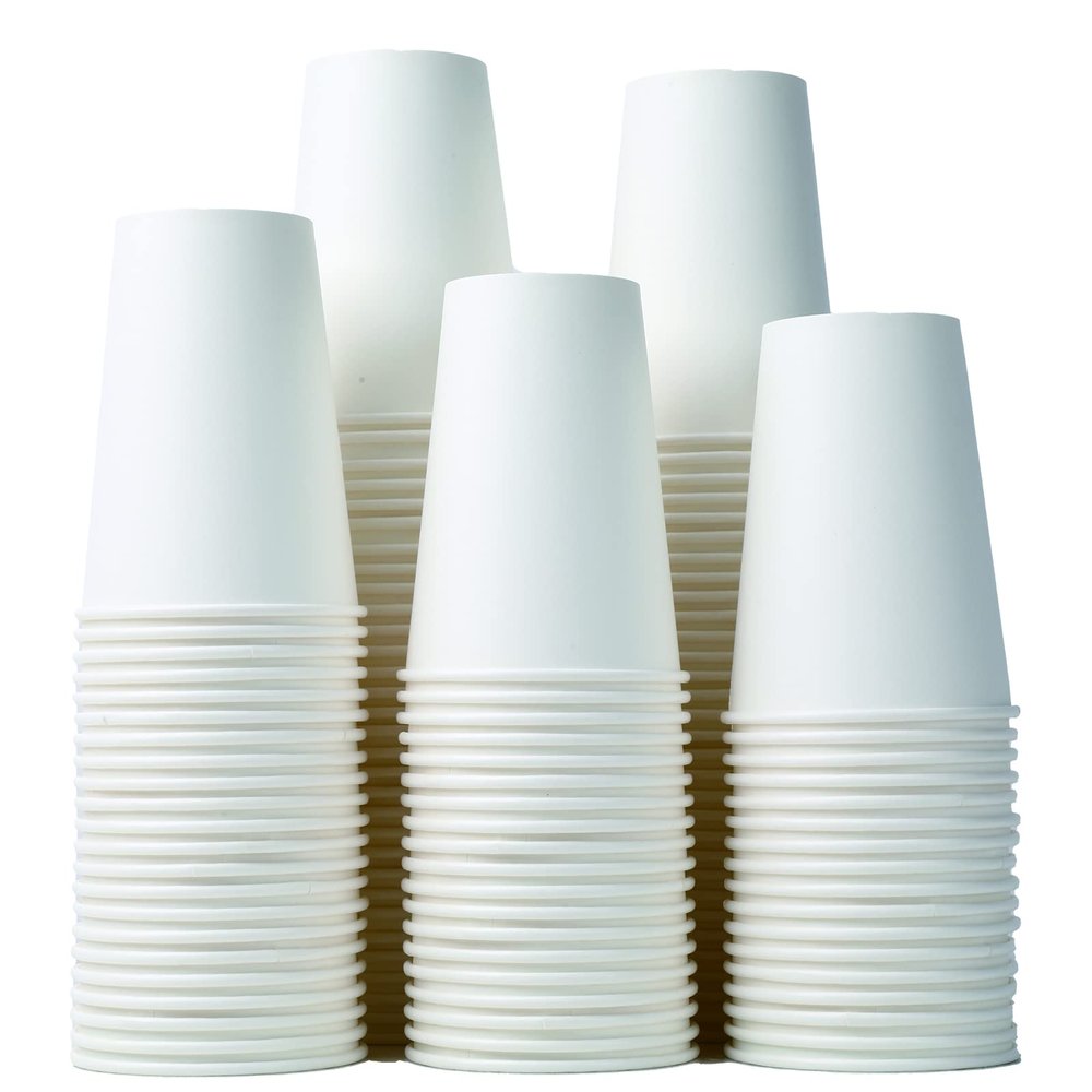 Bsvce 8 oz Paper Cups, 300 Pack - Durable, Leak-Proof, Safe for Hot or Cold Beverages, Paper Coffee Cups, White